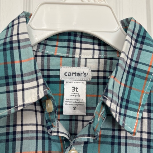 Teal Plaid Button-Up Shirt | Carter’s 3T - Picture 5 of 8